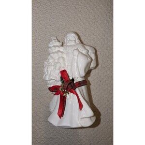 Beautiful White Flambro Glazed Ceramic Santa Figurine In Original Box